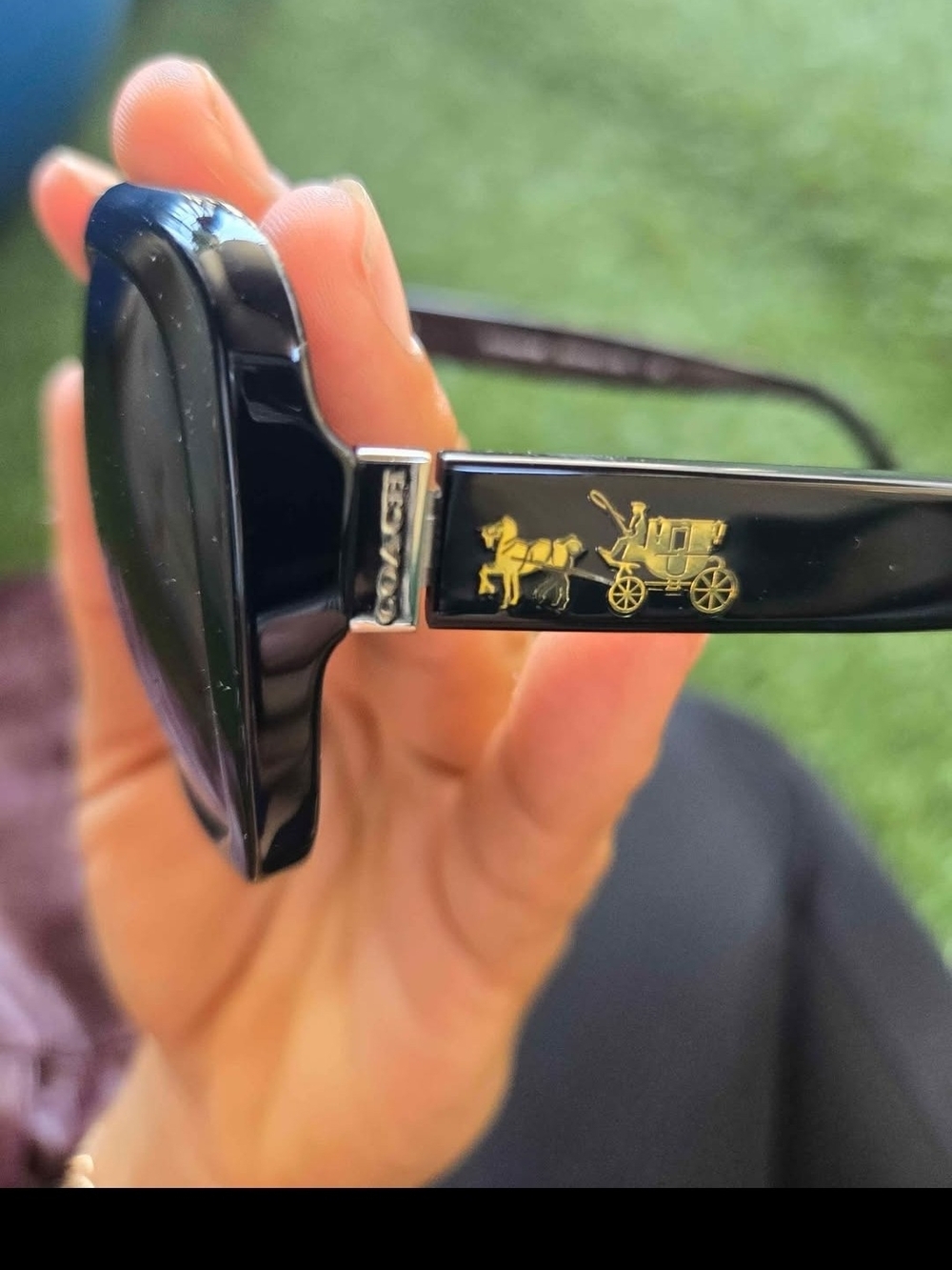 Coach Black Sunglasses with Gold Coach Carriage Accent